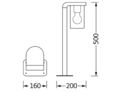 Dimensional drawing Ledvance ENDURA 4058075554351 Luminaire bollard ENDURA4058075554351