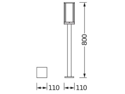 Dimensional drawing Ledvance ENDURA 4058075554436 Luminaire bollard ENDURA4058075554436