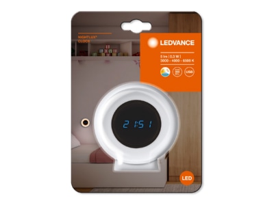 Product image front Ledvance Nightlux Clock 0 3W Table luminaire white
