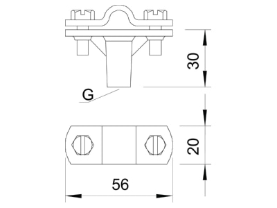 Maßzeichnung 1 OBO 168 DIN K M8 Zn Cu Leitungshalter f Rundleit  8 10mm