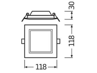 Mazeichnung LEDVANCE DLSLIMSQ1056W 3000K LED Downlight 3000K IP20