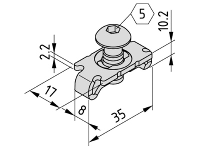 Dimensional drawing Item 0 0 026 07 Interior coupler for profile rail