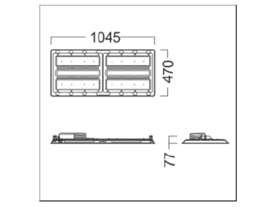 Dimensional drawing Zumtobel CR2L27k840CHXNBLDOWH High bay luminaire IP66