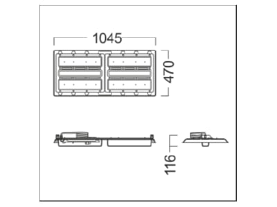 Dimensional drawing Zumtobel CR2L27k 840PCWBBCWH High bay luminaire IP66