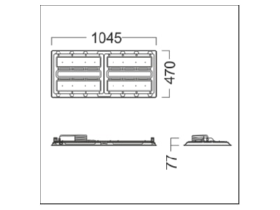 Dimensional drawing Zumtobel CR2L35k840PMXNBLDOWH High bay luminaire IP66