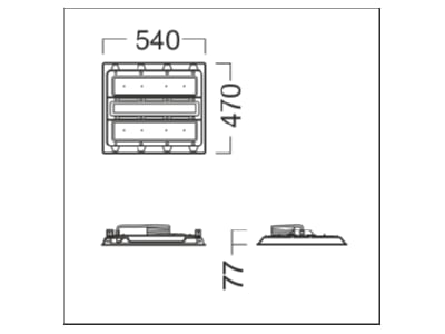 Dimensional drawing Zumtobel CR2M10k840CHXNBLDOWH High bay luminaire IP66