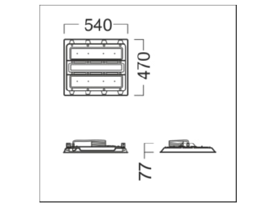 Dimensional drawing Zumtobel CR2M10k840PMXNBLDOWH High bay luminaire IP66