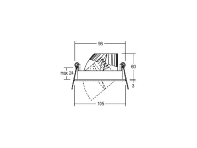 Dimensional drawing Brumberg 12417173 Downlight 1x9 3W LED not exchangeable