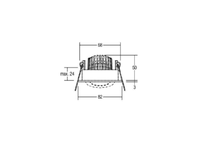 Dimensional drawing Brumberg 12443023 Downlight 1x6W LED not exchangeable