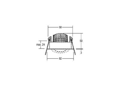 Dimensional drawing Brumberg 12443073 Downlight 1x6W LED not exchangeable