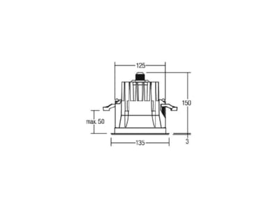 Mazeichnung Brumberg 12660223 LED Einbauleuchte 230V 3000K 38Gr