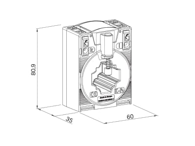 Dimensional drawing 1 WAGO 855 301 060 101 Amperage measuring transformer 60 1A
