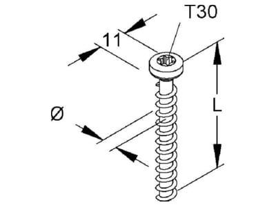 Dimensional drawing Niedax NSA 6X35 FKK T30 V Concrete screw 5x35mm