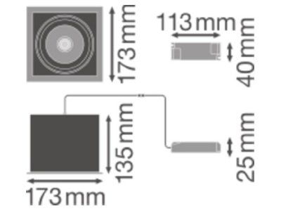 Dimensional drawing LEDVANCE SPOT MULTI30W4KFLWT Downlight spot floodlight