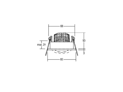 Dimensional drawing Brumberg 12353253 Downlight 1x6W LED not exchangeable