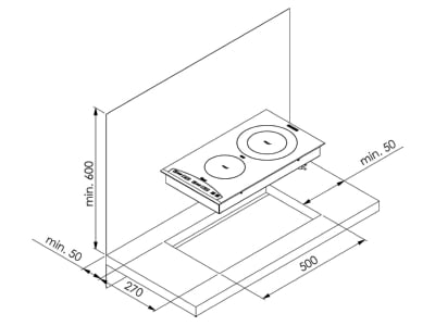 Dimensional drawing Rommelsbacher EBC 3075 E Hob glass ceramic with heating plate