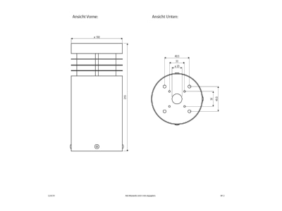 Dimensional drawing EVN ELR 210 Luminaire bollard CFL