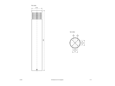 Dimensional drawing EVN ELR 623 Luminaire bollard CFL