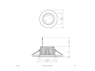Mazeichnung EVN PC 44111002 eds P LED Einbauleuchte 24VDC 11W 3000K IP44