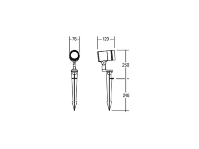 Mazeichnung Brumberg 60104183 LED Erdspiessstrahler 8W 230V IP65 sw