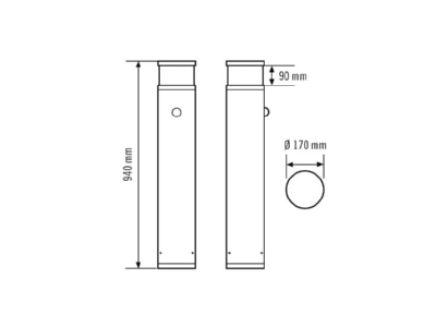 Mazeichnung ESYLUX ALVABL940 EL10820441 LED Pollerleuchte 3000K anth DALI BL ALV20018830ANOADA