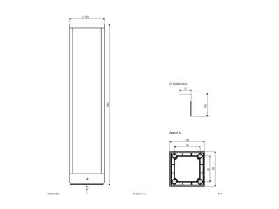Mazeichnung EVN WLQ65151502 Wegeleuchte 3000K  230V  818lm