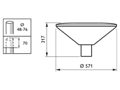 Dimensional drawing Philips Licht BDP102 LED  90622300 Luminaire for streets and places 64x40W BDP102 LED 90622300