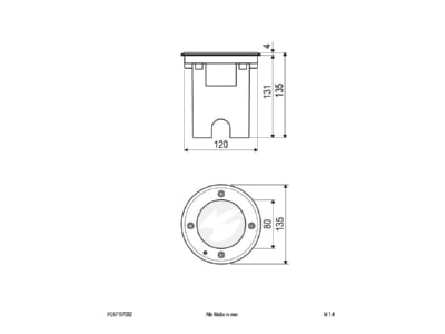 Dimensional drawing EVN PC67107002 In ground luminaire LED not exchangeable