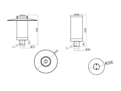 Mazeichnung Abalight FOKUS 38 740 H II LED Mastaufsatzleuchte 4000K