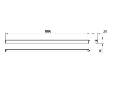 Dimensional drawing Philips Licht BN021C LED  52789899 Batten luminaire LED not exchangeable