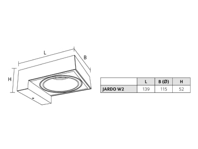 Mazeichnung 1 Abalight JARDO W2 8 840 B LED Wandleuchte 840