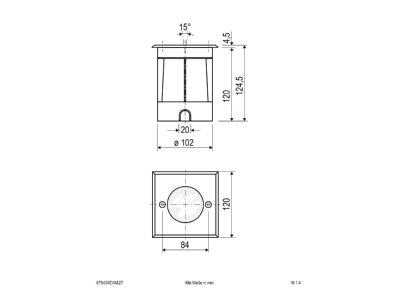 Dimensional drawing EVN 679435EVA527 In ground luminaire 1x0 1   35W