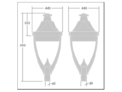 Dimensional drawing Zumtobel LEGEND LED  96633426 Luminaire for streets and places LEGEND LED 96633426