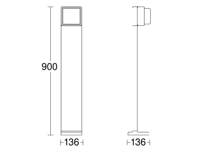 Dimensional drawing Steinel GL 85 C 900 ohne BWM Luminaire bollard LED not exchangeable