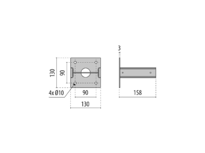 Dimensional drawing Performance in Light 3112991 Bottom plate for light pole