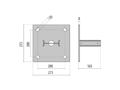 Dimensional drawing Performance in Light 3112993 Bottom plate for light pole