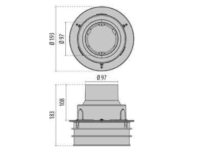 Dimensional drawing Performance in Light 3113571 Recessed installation box for luminaire