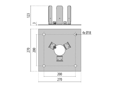 Dimensional drawing Performance in Light 3114402 Bottom plate for light pole