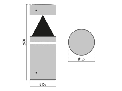 Dimensional drawing Performance in Light 3114927 Luminaire bollard 1x20W