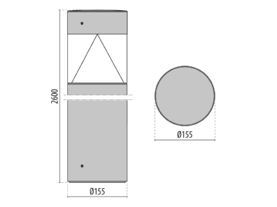 Dimensional drawing Performance in Light 3114928 Luminaire bollard 1x20W