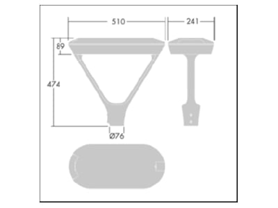 Dimensional drawing Zumtobel UD 24L50  96670051 Luminaire for streets and places UD 24L50 96670051