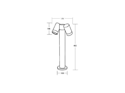 Dimensional drawing Brumberg 65362100 LED pedestal light dark grey