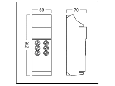 Dimensional drawing Zumtobel ONLITE OCM NDA Emergency unit for luminaire