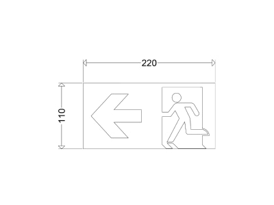 Dimensional drawing Schuch 220 110 33 Sticker for emergency luminaire