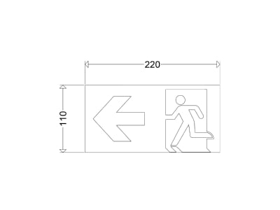 Dimensional drawing Schuch 220 110 33 Sticker for emergency luminaire