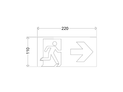 Dimensional drawing Schuch 220 110 34 Sticker for emergency luminaire