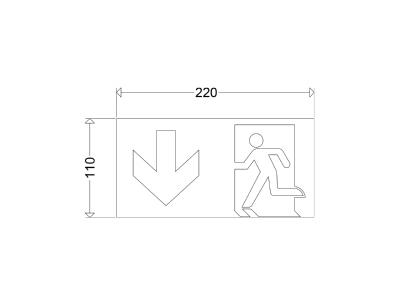 Dimensional drawing Schuch 220 110 35 Sticker for emergency luminaire