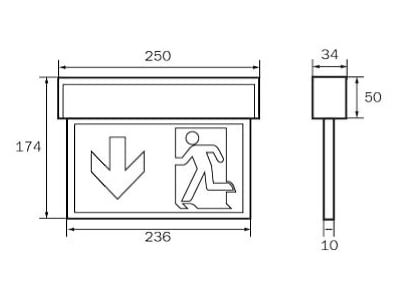 Dimensional drawing RP Technik KSC013SC Emergency luminaire IP54