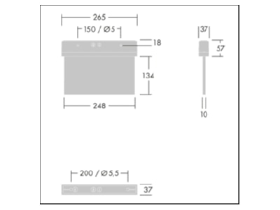 Dimensional drawing Zumtobel Voyager St  96222359 Emergency luminaire IP43 3h Voyager St 96222359