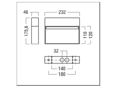 Dimensional drawing Zumtobel CROSSIGN  42185944 Emergency luminaire 6 6W IP42 CROSSIGN 42185944